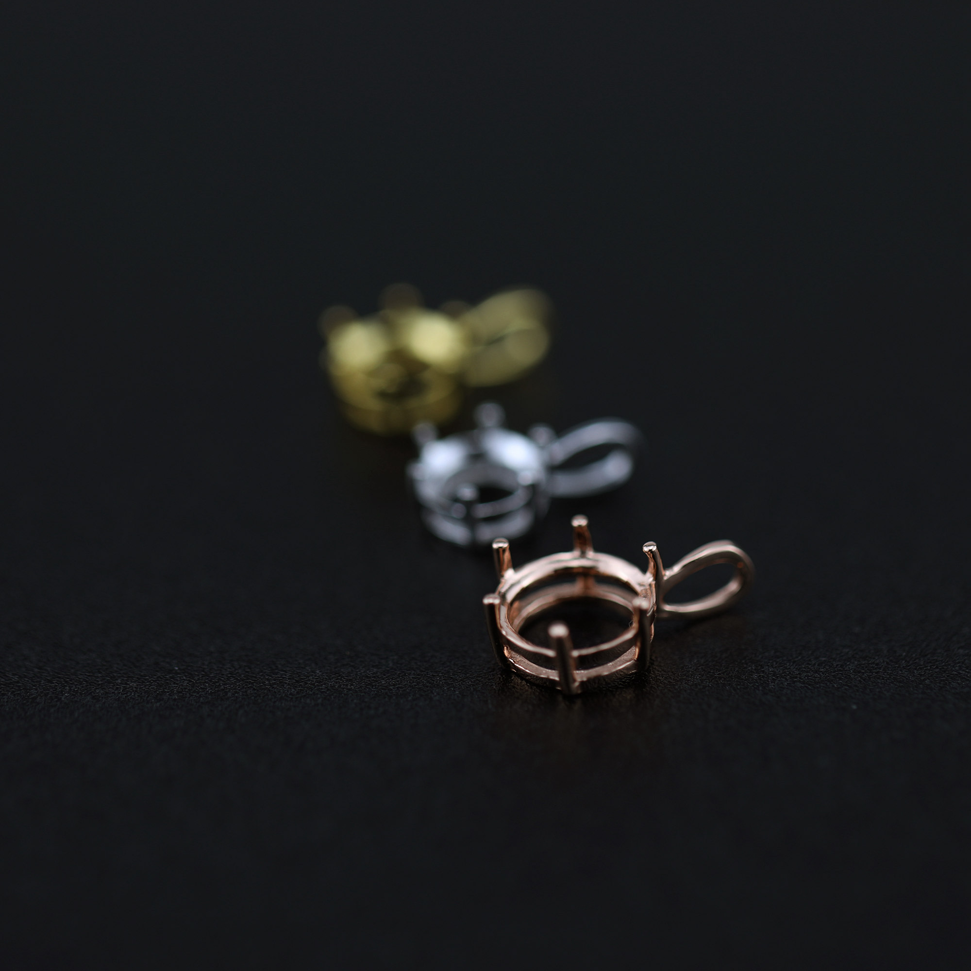 1Pcs 6-8MM Simple Round Prong Bezel Rose Gold Plated Solid 925 Sterling Silver Pendant Blank Settings for Moissanite Gemstone 1411249 - Click Image to Close